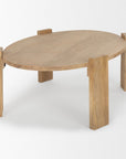 48" Natural Solid Wood Oval Coffee Table