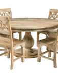 Seven Piece Natural Round Solid Wood Dining Set with Six Chairs