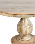 Five Piece Natural Round Solid Wood Dining Set with Four Chairs