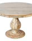 Five Piece Natural Round Solid Wood Dining Set with Four Chairs