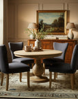 Five Piece Natural Round Solid Wood Dining Set with Four Chairs