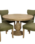Five Piece Natural Round Solid Wood Dining Set with Four Chairs