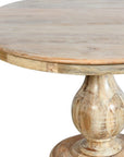 Five Piece Natural Round Solid Wood Dining Set with Four Chairs