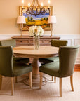 Five Piece Natural Round Solid Wood Dining Set with Four Chairs