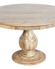 Five Piece Natural Round Solid Wood Dining Set with Four Chairs