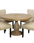 Five Piece Natural Round Solid Wood Dining Set with Four Chairs