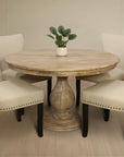 Five Piece Natural Round Solid Wood Dining Set with Four Chairs