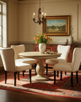 Five Piece Natural Round Solid Wood Dining Set with Four Chairs