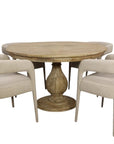 Five Piece Dark Brown Round Solid Wood Dining Set with Four Chairs