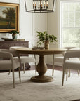 Five Piece Dark Brown Round Solid Wood Dining Set with Four Chairs
