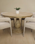 Five Piece Dark Brown Round Solid Wood Dining Set with Four Chairs