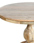 Five Piece Dark Brown Round Solid Wood Dining Set with Four Chairs