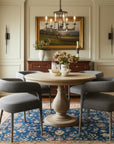 Five Piece Dark Brown Round Solid Wood Dining Set with Four Chairs