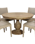 Five Piece Natural Round Solid Wood Dining Set with Four Chairs
