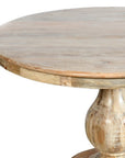 Five Piece Natural Round Solid Wood Dining Set with Four Chairs