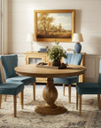 Five Piece Natural Round Solid Wood Dining Set with Four Chairs