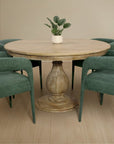 Five Piece Dark Brown Round Solid Wood Dining Set with Four Chairs