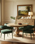 Five Piece Dark Brown Round Solid Wood Dining Set with Four Chairs