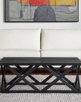 48" Black Solid Wood Geo Frame Coffee Table