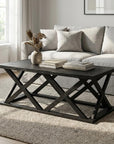 48" Black Solid Wood Geo Frame Coffee Table