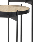 Set of Two Brown And Black Marble And Metal Nested Tables