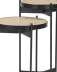 Set of Two Brown And Black Marble And Metal Nested Tables