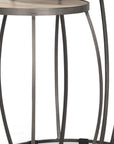 Set of Two Natural and Silver Solid Wood and Iron Round Frame Nested Tables