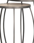 Set of Two Natural and Silver Solid Wood and Iron Round Frame Nested Tables