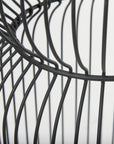 Set of Two Clear and Black Tempered Glass and Metal Wire Round Drum End Tables