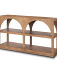 54" Brown Solid Wood Floor Shelf Console Table With Two Shelves