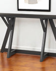 54" Brown Solid Wood Trestle Console Table