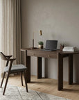 59" Dark Brown Solid Wood Oval Writing Desk