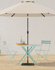 30" Aqua Rounded Aluminum Folding Outdoor Bistro Table with Umbrella Hole