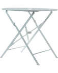 30" White Aluminum Round Folding Outdoor Bistro Table with Umbrella Hole
