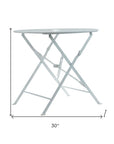 30" White Aluminum Round Folding Outdoor Bistro Table with Umbrella Hole