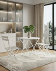 30" White Aluminum Round Folding Outdoor Bistro Table with Umbrella Hole