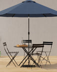 36" Black Rounded Aluminum Folding Outdoor Dining Table with Umbrella Hole