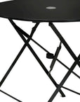 36" Black Rounded Aluminum Folding Outdoor Dining Table with Umbrella Hole