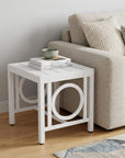 16" White Metal Outdoor Side Table
