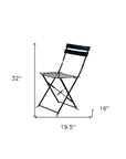 Set of Two Black Aluminum Outdoor Folding Dining Chairs