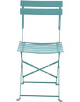 Set of Two Aqua Blue Aluminum Outdoor Folding Dining Chairs