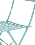 Set of Two Aqua Blue Aluminum Outdoor Folding Dining Chairs
