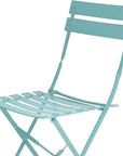 Set of Two Aqua Blue Aluminum Outdoor Folding Dining Chairs