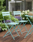 Set of Two Aqua Blue Aluminum Outdoor Folding Dining Chairs
