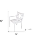 24" White Steel Geo Back Outdoor Arm Chair