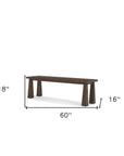 60" Dark Brown Solid Wood Bench