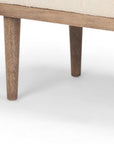 56" Beige and Brown Cotton and Solid Wood Upholstered Bench