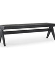 59" Black Solid Wood and Cane Dining Bench