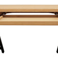 60" Natural and Black Solid Wood and Metal Trestle Executive Desk