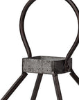 19" Black Distressed Geometric Metal And Glass Tabletop Lantern Candle Holder